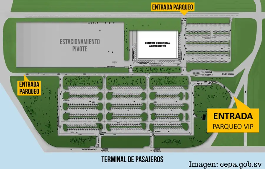 parqueo aeropuerto de El Salvador comalapa monseñor romero