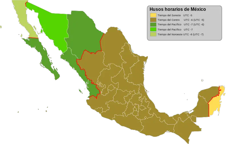 zonas horarias de Mexico