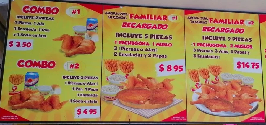 menu y precios de pollo pinulito el salvador